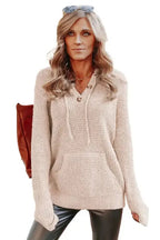 Waffle Knit Hooded Sweater -Apricot - Fashionfitz