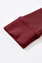 Waffle Knit Long Sleeve Top - Fashionfitz