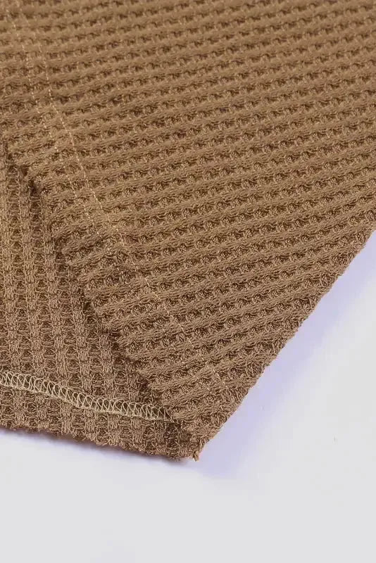 Waffle Knit Long Sleeve Top - Fashionfitz