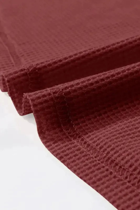 Waffle Knit Long Sleeve Top - Fashionfitz