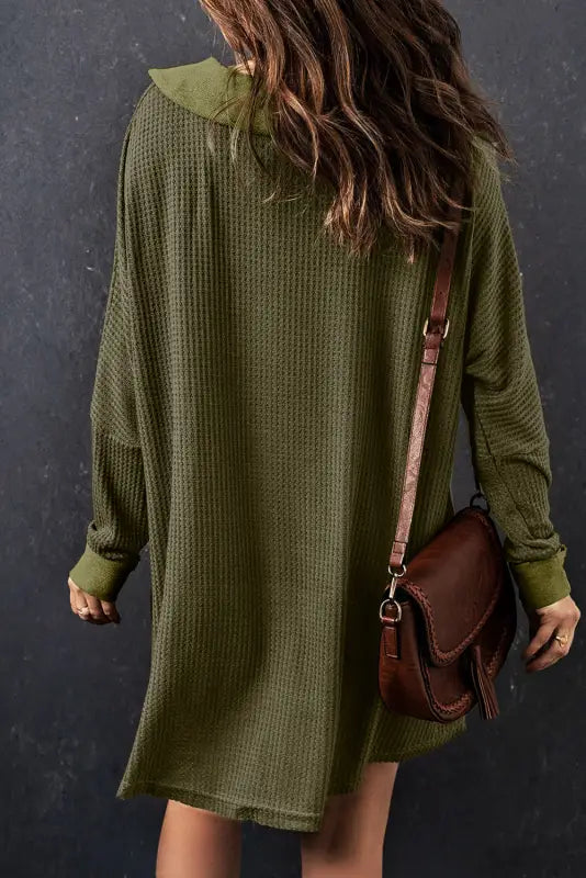 Waffle knit long sleeve top - tops