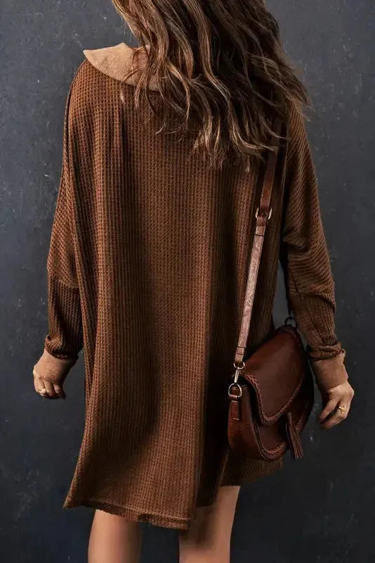 Side view of waffle knit long sleeve top showing textured grid fabric Fashionfitz UK