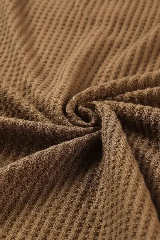 Waffle Knit Long Sleeve Top - Fashionfitz