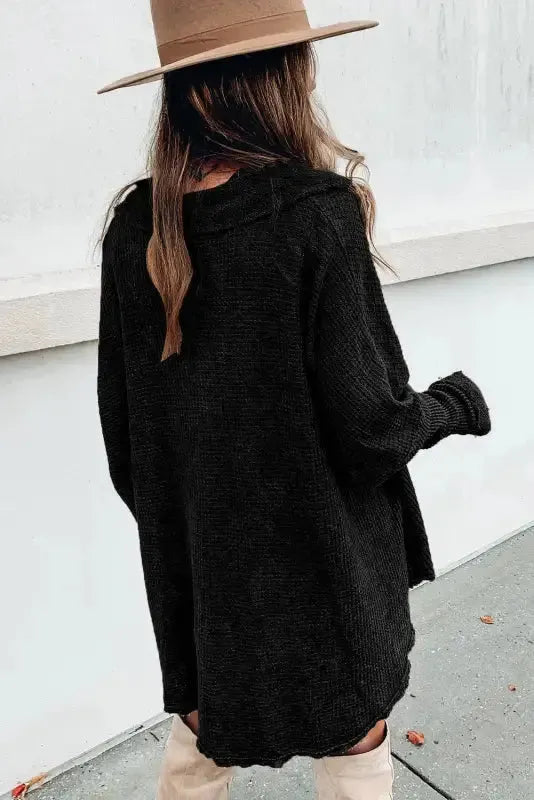 Waffle Knit Long Sleeve Top - Fashionfitz