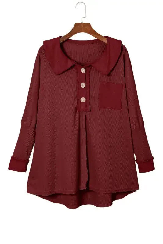 Waffle Knit Long Sleeve Top - Fashionfitz