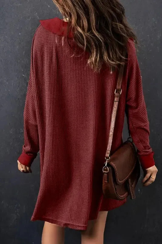 Waffle Knit Long Sleeve Top - Fashionfitz