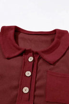 Waffle Knit Long Sleeve Top - Fashionfitz