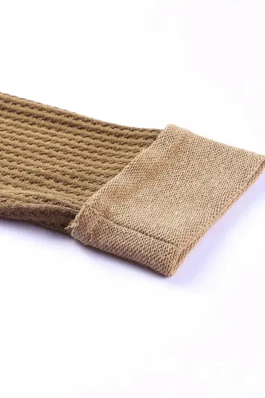 Waffle Knit Long Sleeve Top - Fashionfitz