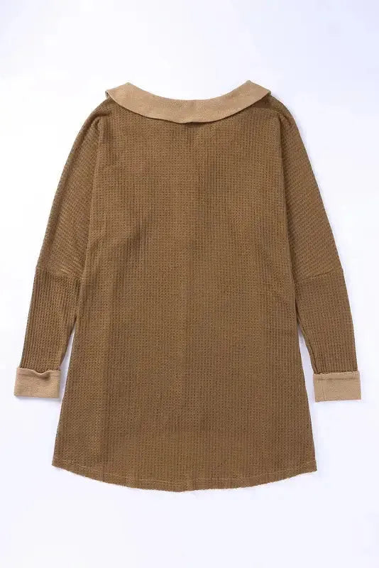 Waffle Knit Long Sleeve Top - Fashionfitz