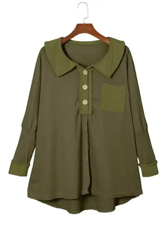 Waffle Knit Long Sleeve Top - Fashionfitz