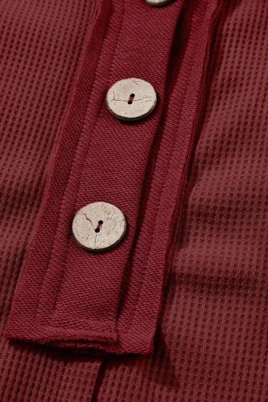 Waffle Knit Long Sleeve Top - Fashionfitz