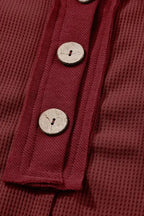 Waffle Knit Long Sleeve Top - Fashionfitz