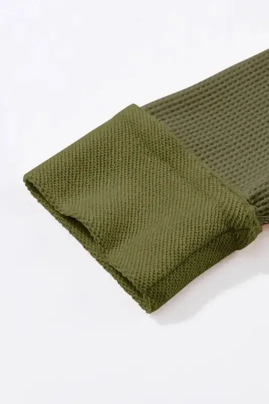 Waffle Knit Long Sleeve Top - Fashionfitz