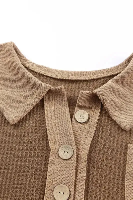 Waffle Knit Long Sleeve Top - Fashionfitz