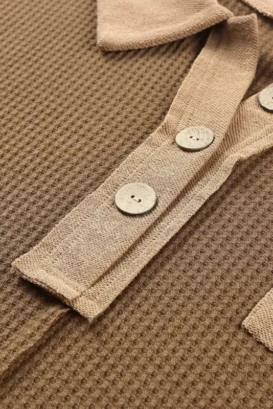 Waffle Knit Long Sleeve Top - Fashionfitz