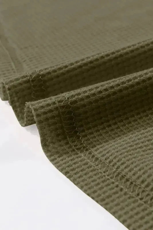 Waffle Knit Long Sleeve Top - Fashionfitz