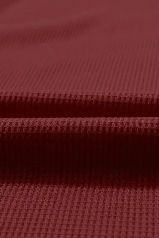 Waffle Knit Long Sleeve Top - Fashionfitz