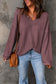 Waffle knit loose long sleeve top - tops