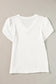 Waffle knit t-shirt - white v neck petal sleeve - t-shirts