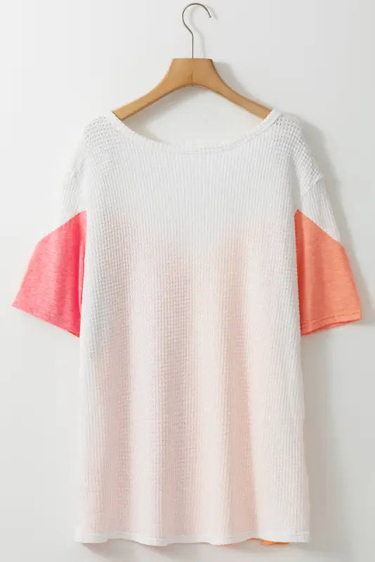 Waffle knit tee -white plus size color-block - size/plus tops/plus tops & tees