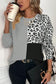 Waffle knit top - leopard color-block - long sleeve tops