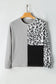 Waffle knit top - leopard color-block - long sleeve tops