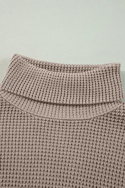 Waffle knit turtleneck sweater | fashionfitz knitwear