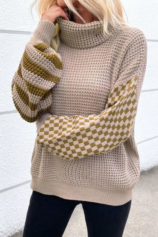 Waffle knit turtleneck sweater | fashionfitz knitwear