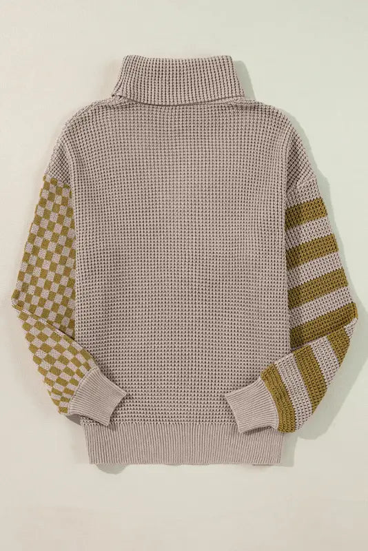 Waffle knit turtleneck sweater | fashionfitz knitwear