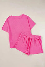 Waffle Knit Two Piece Set - Pink Plus Size - Fashionfitz