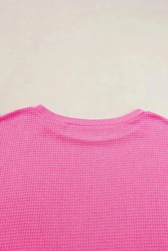 Waffle Knit Two Piece Set - Pink Plus Size - Fashionfitz