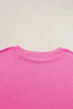 Waffle Knit Two Piece Set - Pink Plus Size - Fashionfitz