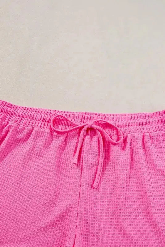 Waffle Knit Two Piece Set - Pink Plus Size - Fashionfitz
