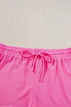 Waffle Knit Two Piece Set - Pink Plus Size - Fashionfitz