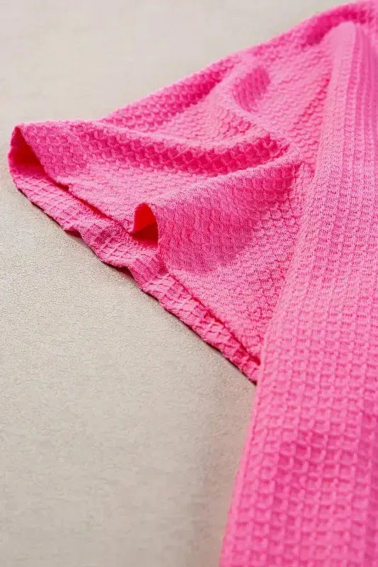 Waffle Knit Two Piece Set - Pink Plus Size - Fashionfitz