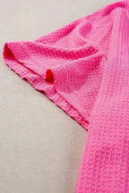 Waffle Knit Two Piece Set - Pink Plus Size - Fashionfitz