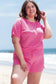 Pink waffle knit plus size two piece set - size/plus loungewear