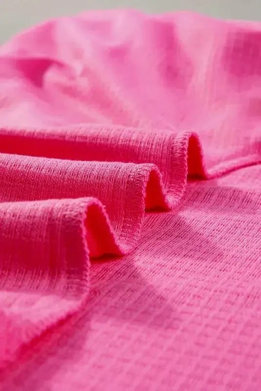Waffle Knit Two Piece Set - Pink Plus Size - Fashionfitz
