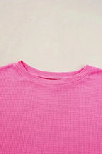 Waffle Knit Two Piece Set - Pink Plus Size - Fashionfitz