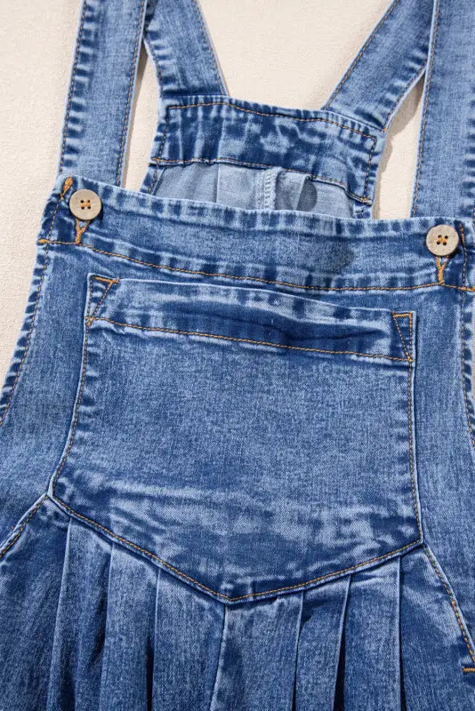 Washed denim wide leg overalls