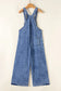 Washed denim wide leg overalls