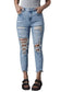 Sky blue acid wash distressed slim fit jeans - bottoms