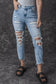 Sky blue acid wash distressed slim fit jeans - bottoms