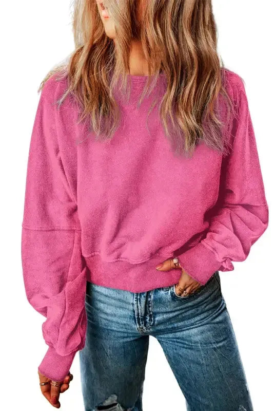 Washed Open Back Sweatshirt - Fashionfitz