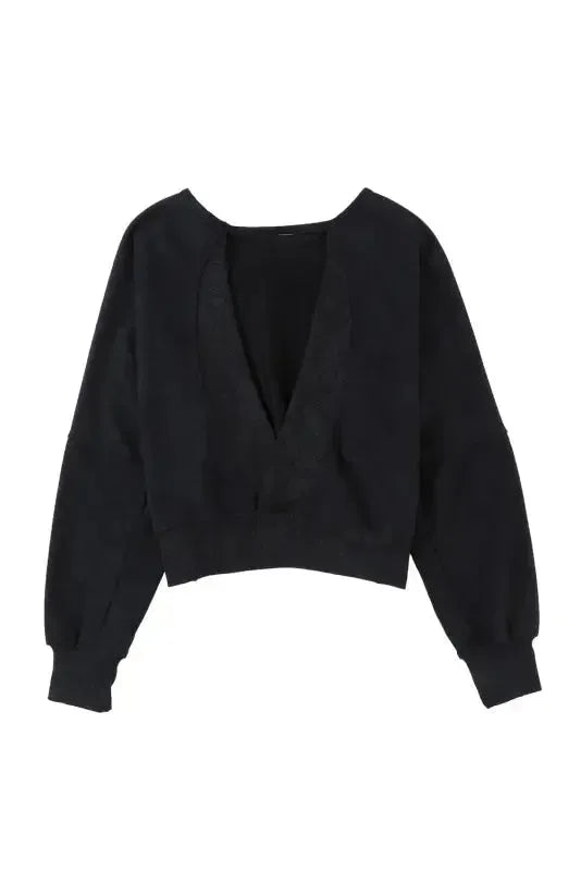 Washed Open Back Sweatshirt - Fashionfitz
