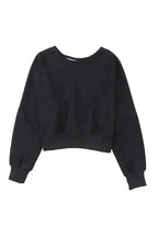 Washed Open Back Sweatshirt - Fashionfitz
