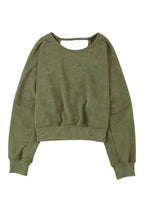 Washed Open Back Sweatshirt - Fashionfitz
