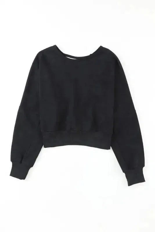 Washed Open Back Sweatshirt - Fashionfitz