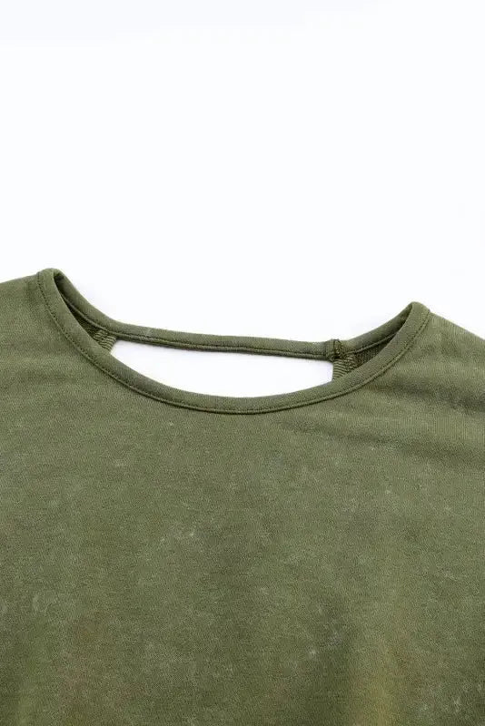 Washed Open Back Sweatshirt - Fashionfitz