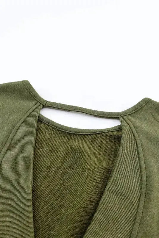 Washed Open Back Sweatshirt - Fashionfitz